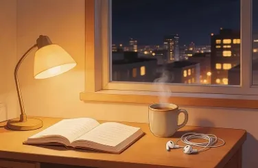 深夜窗边独自安静的桌面